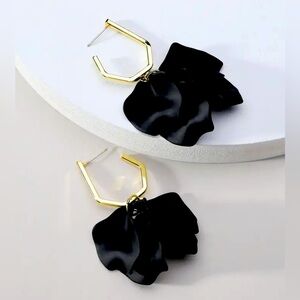 New Black Stylish Acrylic Petal Earrings- Lightweight and Comfortable to Wear
